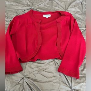Studio I - Size 12 Red 3/4 Length Sleeve Shrug
